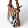 ADBG713 American Darling Handcrafted Hand Tooled Leather Hobo Bag with Hair-On Cowhide