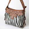 ADBG713 American Darling Handcrafted Hand Tooled Leather Hobo Bag with Hair-On Cowhide