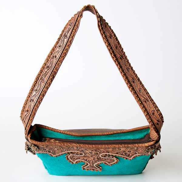 ADBG713 American Darling Handcrafted Hand Tooled Leather Hobo Bag with Hair-On Cowhide