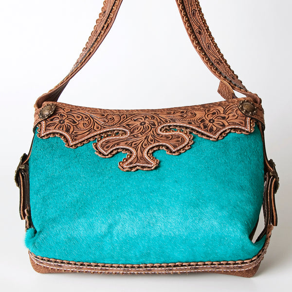 ADBG713 American Darling Handcrafted Hand Tooled Leather Hobo Bag with Hair-On Cowhide