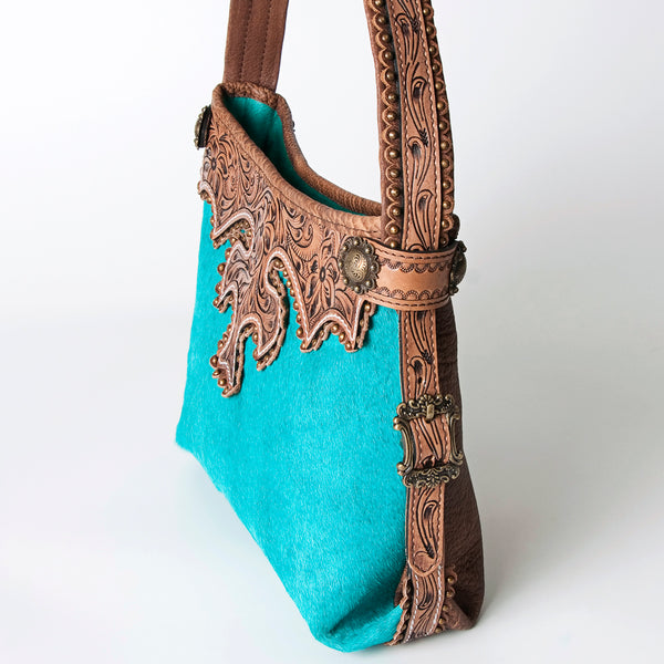 ADBG713 American Darling Handcrafted Hand Tooled Leather Hobo Bag with Hair-On Cowhide