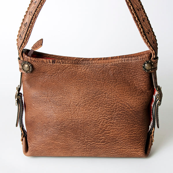 ADBG713 American Darling Handcrafted Hand Tooled Leather Hobo Bag with Hair-On Cowhide