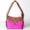 ADBG713 American Darling Handcrafted Hand Tooled Leather Hobo Bag with Hair-On Cowhide