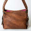 ADBG713 American Darling Handcrafted Hand Tooled Leather Hobo Bag with Hair-On Cowhide
