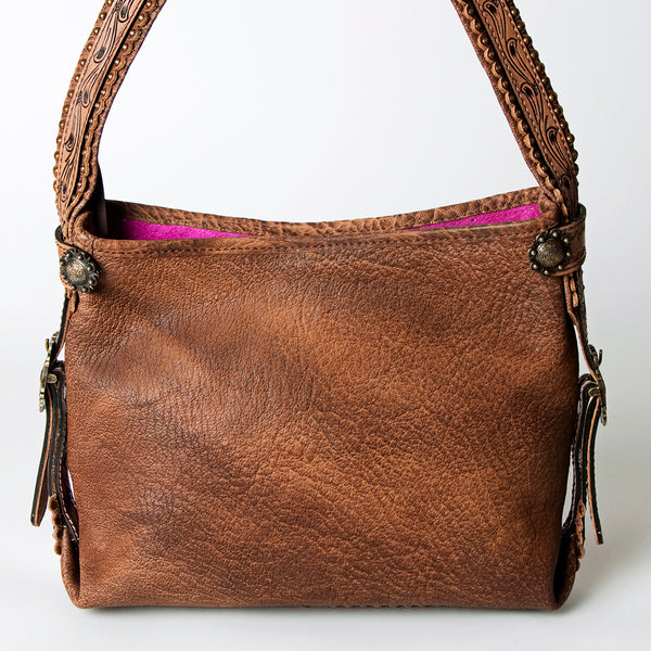 ADBG713 American Darling Handcrafted Hand Tooled Leather Hobo Bag with Hair-On Cowhide
