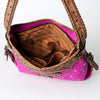 ADBG713 American Darling Handcrafted Hand Tooled Leather Hobo Bag with Hair-On Cowhide