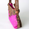 ADBG713 American Darling Handcrafted Hand Tooled Leather Hobo Bag with Hair-On Cowhide