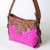 ADBG713 American Darling Handcrafted Hand Tooled Leather Hobo Bag with Hair-On Cowhide