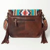 ADBGA207 American Darling Hand Tooled Saddle Blanket Fringed Leather Cross body Bag
