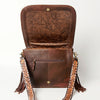 ADBGA207 American Darling Hand Tooled Saddle Blanket Fringed Leather Cross body Bag