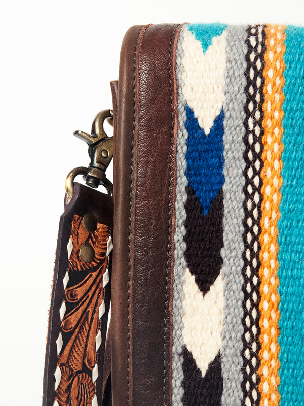 ADBGA207 American Darling Hand Tooled Saddle Blanket Fringed Leather Cross body Bag
