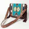 ADBGA207 American Darling Hand Tooled Saddle Blanket Fringed Leather Cross body Bag