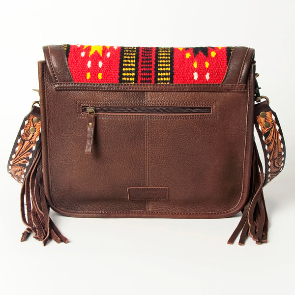 ADBGA207 American Darling Hand Tooled Saddle Blanket Fringed Leather Cross body Bag
