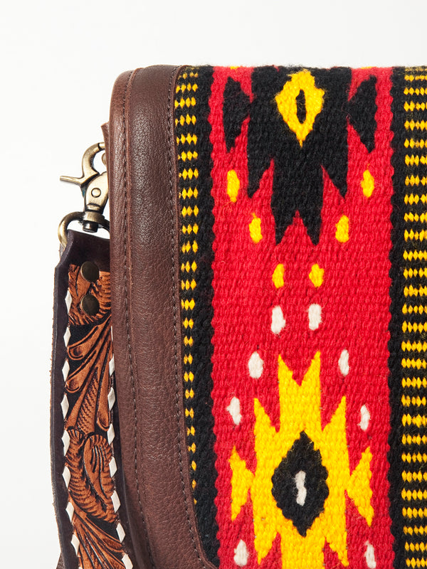 ADBGA207 American Darling Hand Tooled Saddle Blanket Fringed Leather Cross body Bag