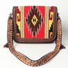 ADBGA207 American Darling Hand Tooled Saddle Blanket Fringed Leather Cross body Bag