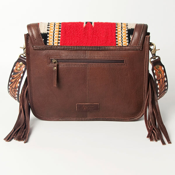 ADBGA207 American Darling Hand Tooled Saddle Blanket Fringed Leather Cross body Bag