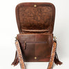 ADBGA207 American Darling Hand Tooled Saddle Blanket Fringed Leather Cross body Bag