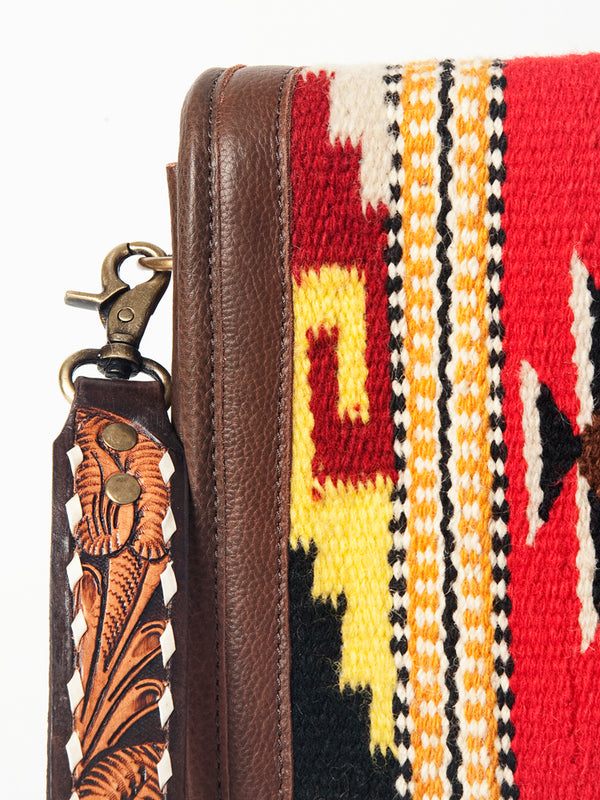 ADBGA207 American Darling Hand Tooled Saddle Blanket Fringed Leather Cross body Bag