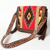 ADBGA207 American Darling Hand Tooled Saddle Blanket Fringed Leather Cross body Bag