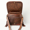 ADBGA207 American Darling Hand Tooled Saddle Blanket Fringed Leather Cross body Bag