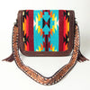 ADBGA207 American Darling Hand Tooled Saddle Blanket Fringed Leather Cross body Bag