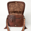 ADBGA207 American Darling Hand Tooled Saddle Blanket Fringed Leather Cross body Bag