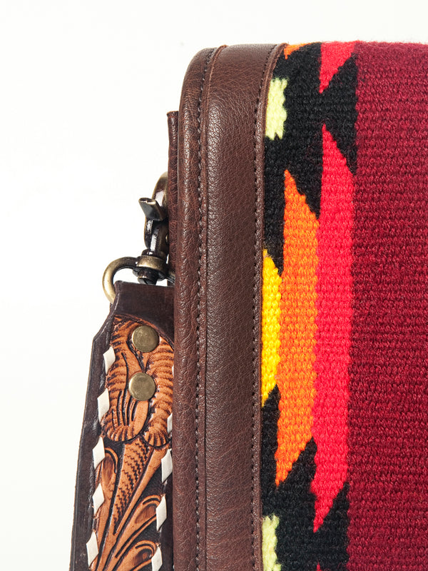 ADBGA207 American Darling Hand Tooled Saddle Blanket Fringed Leather Cross body Bag