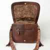 ADBGA207 American Darling Hand Tooled Saddle Blanket Fringed Leather Cross body Bag