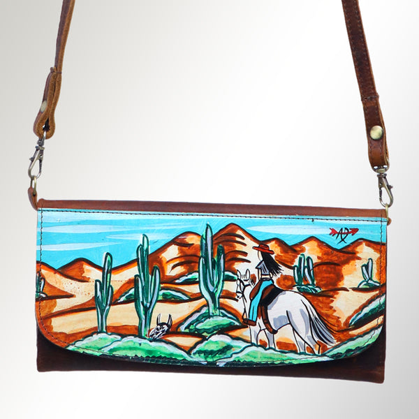 ADBGM112 Hand-Painted Leather Crossbody Clutch - Western Design by American Darling