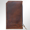 ADCCM101 Hand-Painted Card Holder - Western Cowhide Leather Zip Wallet