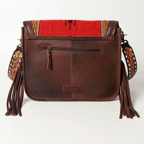 ADBGA207 American Darling Hand Tooled Saddle Blanket Fringed Leather Cross body Bag