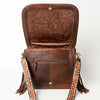 ADBGA207 American Darling Hand Tooled Saddle Blanket Fringed Leather Cross body Bag