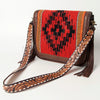ADBGA207 American Darling Hand Tooled Saddle Blanket Fringed Leather Cross body Bag