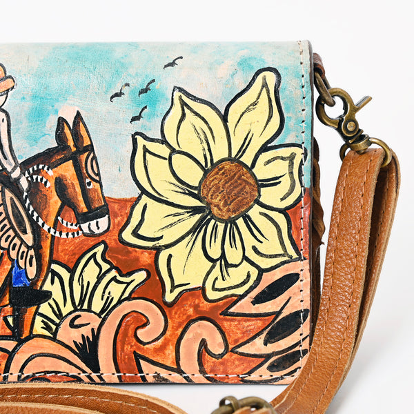 ADBGM169 Hand-Painted Leather Crossbody Purse - Multiple Western Scene