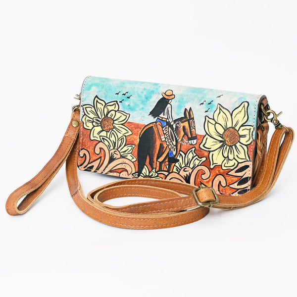 ADBGM169 Hand-Painted Leather Crossbody Purse - Multiple Western Scene