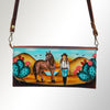 ADBGM112 Hand-Painted Leather Crossbody Clutch - Western Design