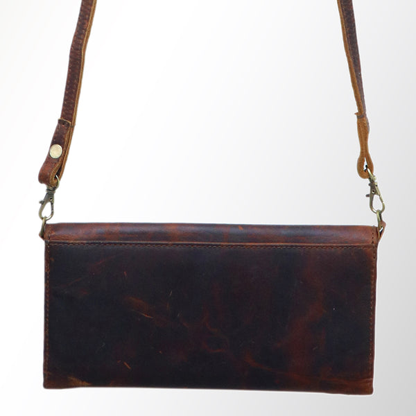 ADBGM112 Hand-Painted Leather Crossbody Clutch - Western Design
