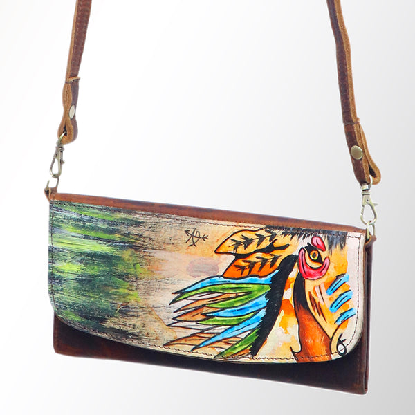 ADBGM112 Hand-Painted Leather Crossbody Clutch - Western Design