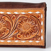 LC-ADBGZ404 Western Hand-Tooled Leather Women Wallet - Sunflower Floral Design
