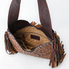 ADBGZ473 Hand-Tooled Leather Western Fringe Hobo Bag - Floral Saddle Design