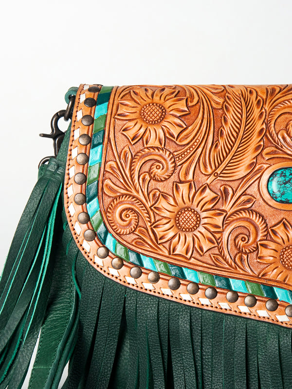 LC-ADBGZ475 Crossbody Hand Tooled Genuine Western Leather Women Bag