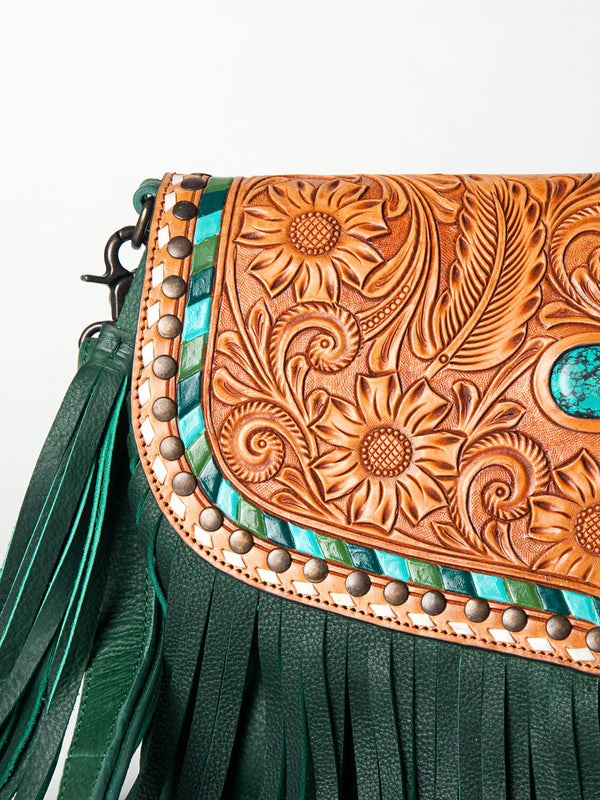 LC-ADBGZ475 Crossbody Hand Tooled Genuine Western Leather Women Bag
