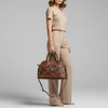 ADBGZ478 Tooled Leather Western Tote Bag - Floral Carving with Turquoise Accent & Dual Handles