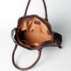 LC-ADBGZ478 Tooled Leather Western Tote Bag - Floral Carving with Turquoise Accent & Dual Handles