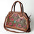 LC-ADBGZ478 Tooled Leather Western Tote Bag - Floral Carving with Turquoise Accent & Dual Handles
