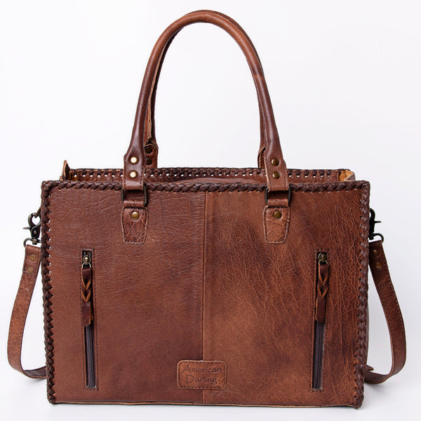 ADBG235 American Darling Western Leather Cross body Bag - Crocodile Embossed Braided Handbag