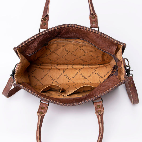 ADBG235 American Darling Western Leather Cross body Bag - Crocodile Embossed Braided Handbag