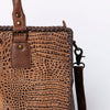 ADBG235 American Darling Western Leather Cross body Bag - Crocodile Embossed Braided Handbag