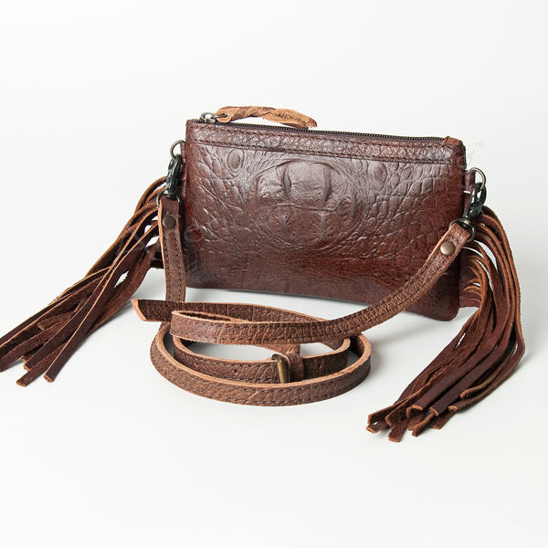 ADBG766 American Darling Western Leather Crossbody Bag - Crocodile Embossed Handcrafted Purse