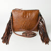 ADBG767A American Darling Western Small Cross body Bag - Crocodile Embossed Leather Fringe Purse